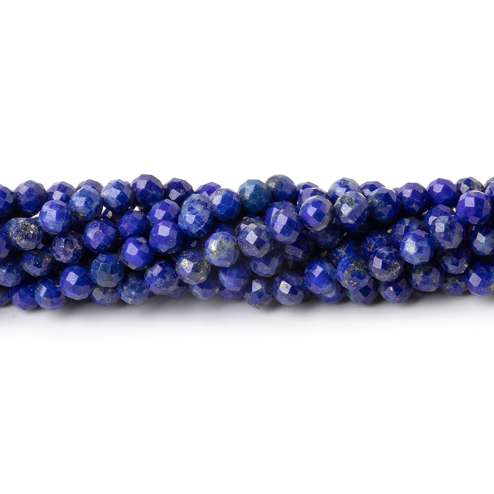 3.7mm Lapis Lazuli Micro Faceted Round Beads 12.5 inch 88 pieces - Beadsofcambay.com