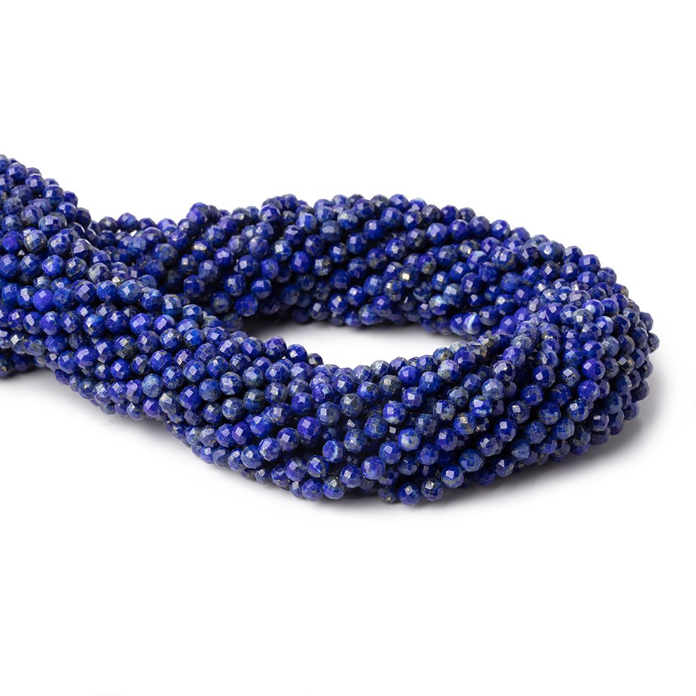 3.7mm Lapis Lazuli Micro Faceted Round Beads 12.5 inch 88 pieces - Beadsofcambay.com