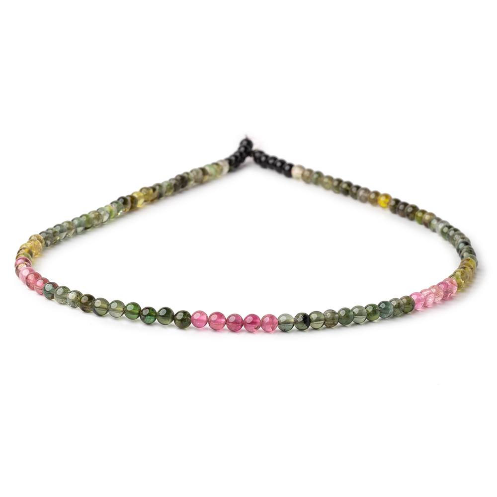 3.7mm Multi Color Tourmaline Plain Round Beads 14.75 inch 103 pieces - Beadsofcambay.com