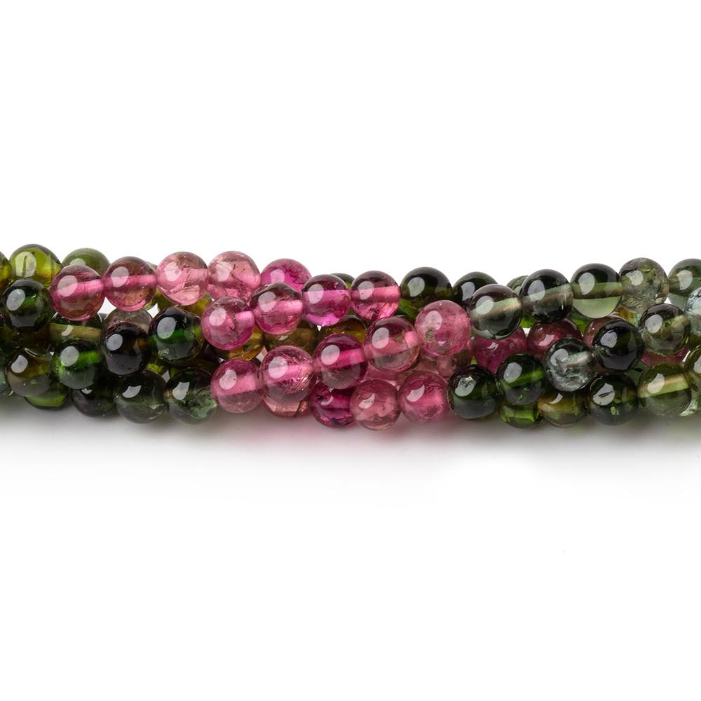 3.7mm Multi Color Tourmaline Plain Round Beads 14.75 inch 103 pieces - Beadsofcambay.com