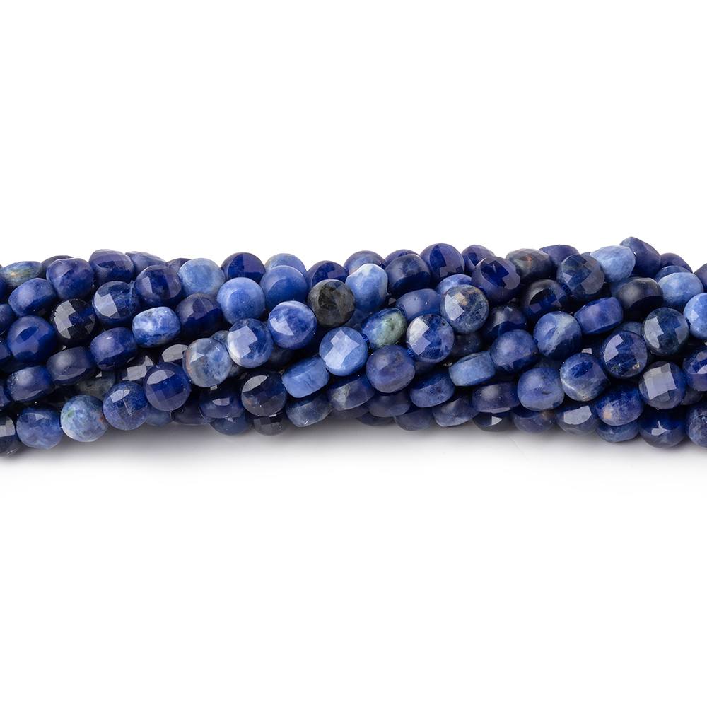 3.7mm Sodalite Checkerboard Faceted Calibrated Coins 12.5 inch 90 Beads - Beadsofcambay.com