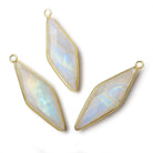 37x13mm Vermeil Bezel Rainbow Moonstone faceted kite pendant 1 piece - Beadsofcambay.com