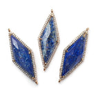 37x16mm Antique Copper Bezel CZ & Lapis Lazuli Faceted Kite Marquise Connector 1 focal bead - Beadsofcambay.com