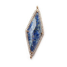 37x16mm Antique Copper Bezel CZ & Lapis Lazuli Faceted Kite Marquise Connector 1 focal bead - Beadsofcambay.com