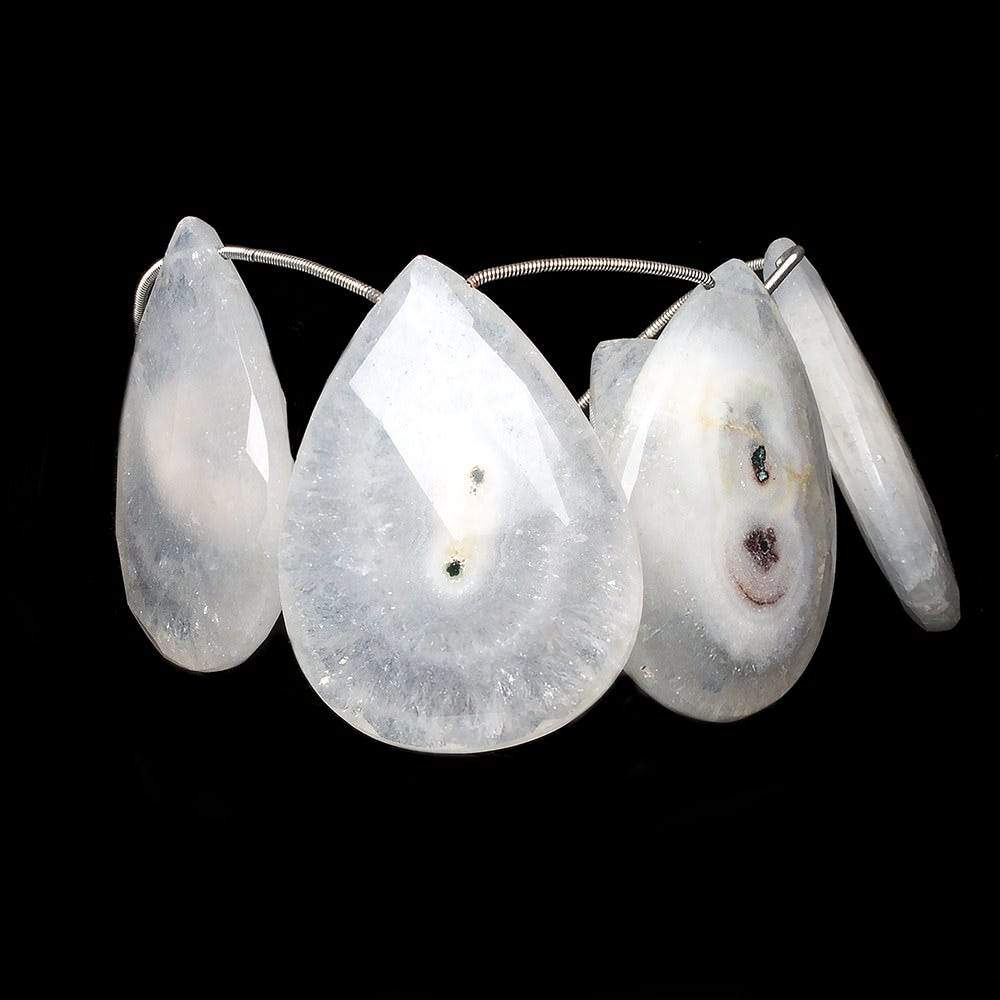 37x24-48x35mm Peacock Solar Quartz faceted pear beads 9 inch 8 pieces AAA - Beadsofcambay.com