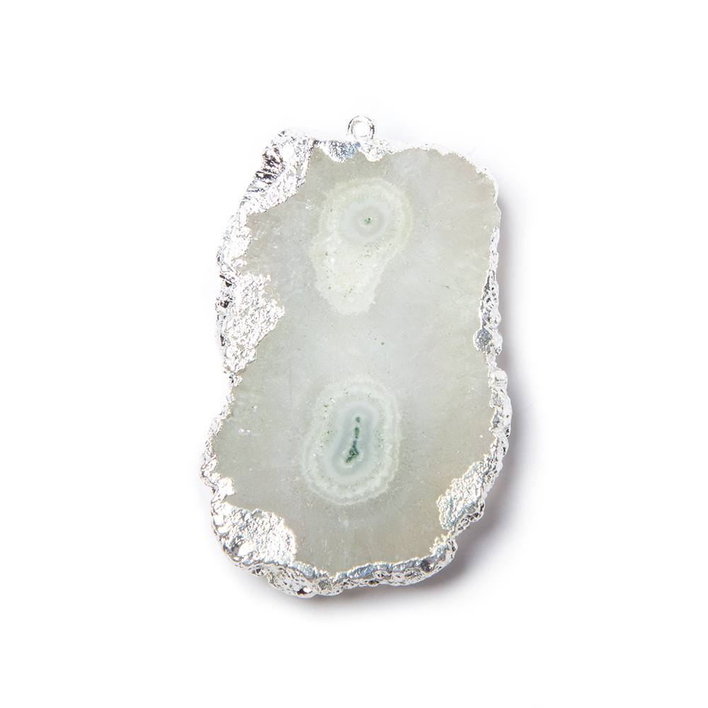 37x24mm Silver Leaf Edged Solar Quartz Stalactite Pendant 1 piece - Beadsofcambay.com