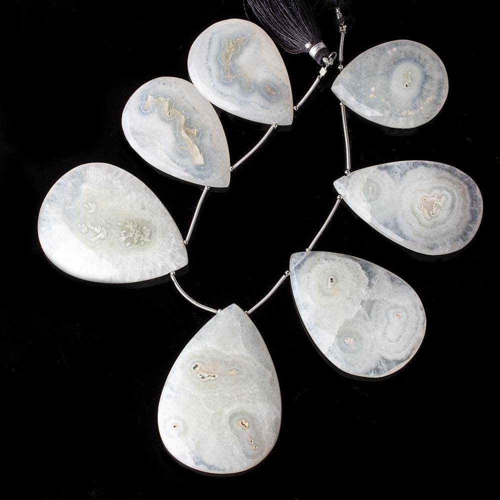 37x28-53x37mm Solar Quartz Faceted Pear Beads 9 inch 7 pcs - Beadsofcambay.com
