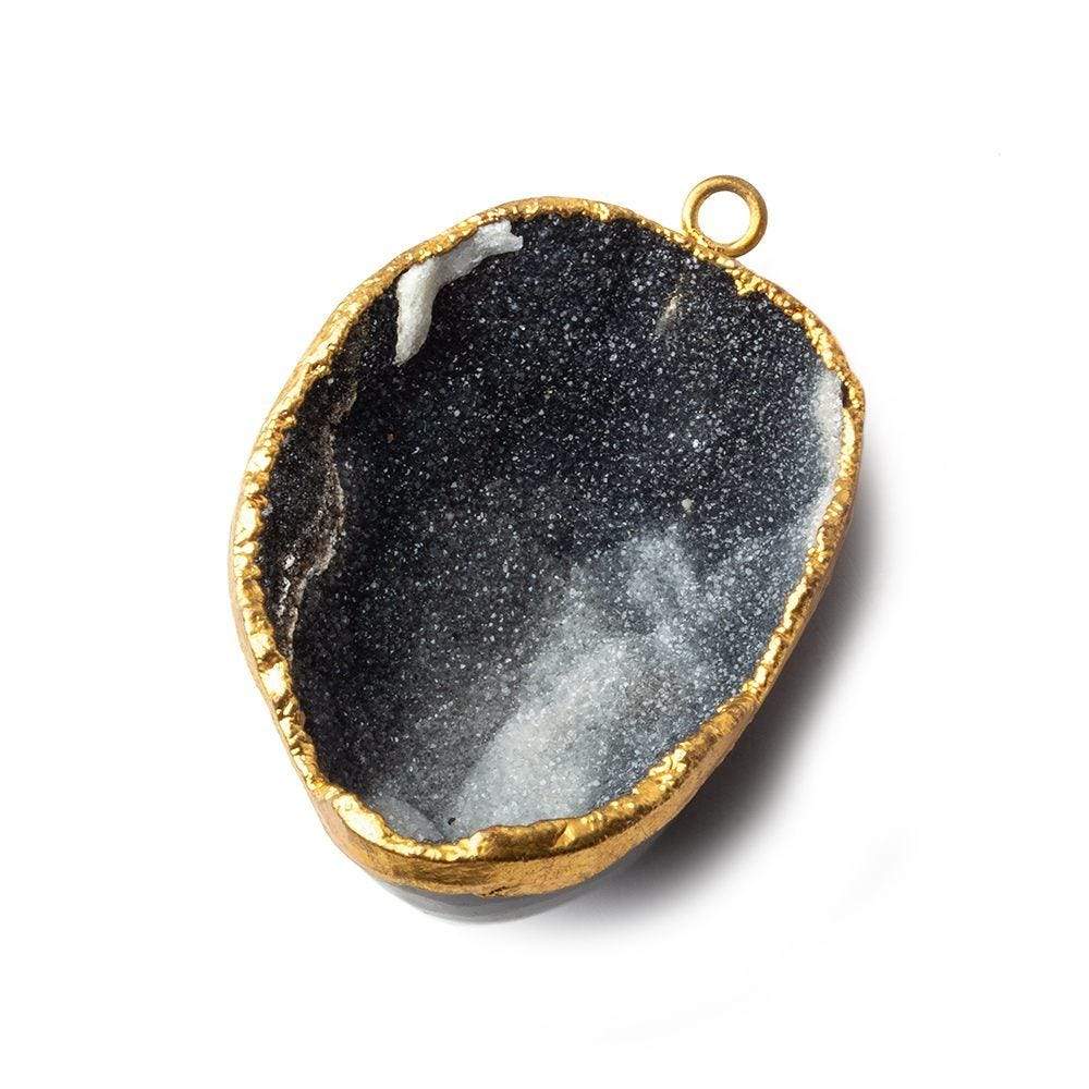 37x28x15mm Gold Leafed Black & White Concave Drusy Pendant 1 focal bead - Beadsofcambay.com