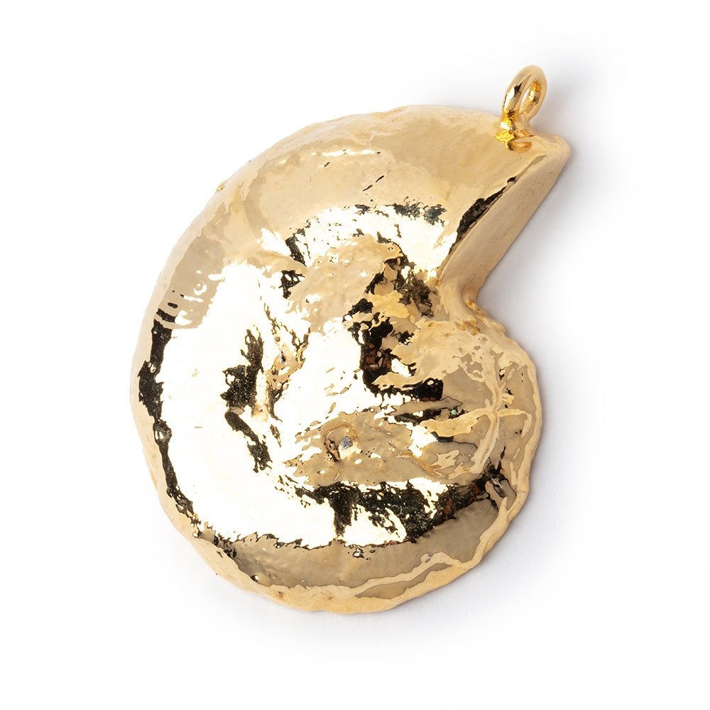 37x31mm Gold Leafed Ammonite Fossil Pendant 1 focal piece - Beadsofcambay.com