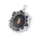 37x36mm Silver Leafed Amethyst Solar Quartz Slice Pendant 1 focal piece - Beadsofcambay.com