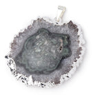 37x39mm Silver Leafed Amethyst Solar Quartz Slice Pendant 1 focal piece - Beadsofcambay.com