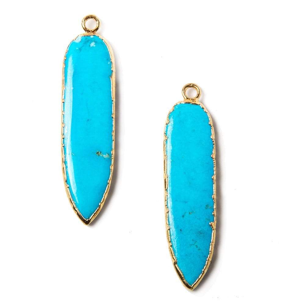 37x9mm Gold Leafed Turquoise Howlite Pendant 1 piece - Beadsofcambay.com
