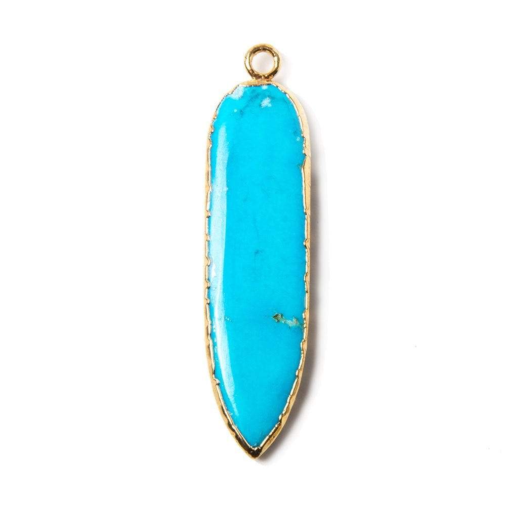 37x9mm Gold Leafed Turquoise Howlite Pendant 1 piece - Beadsofcambay.com