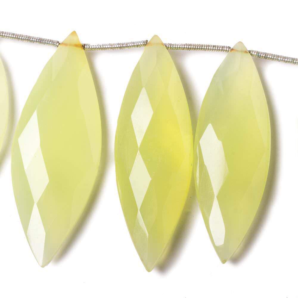 38-46mm Lemon Yellow Chalcedony Faceted Marquise Beads 8 inch 12 pieces - Beadsofcambay.com