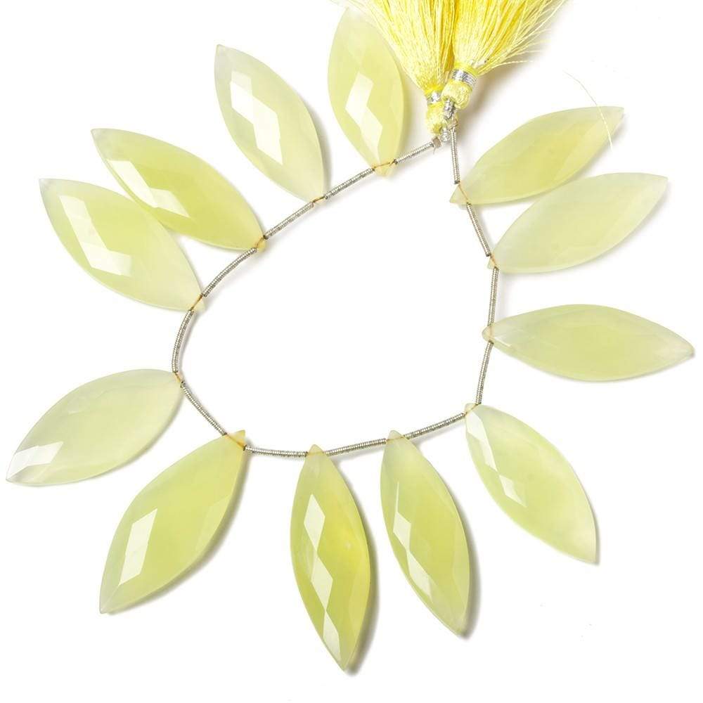 38-46mm Lemon Yellow Chalcedony Faceted Marquise Beads 8 inch 12 pieces - Beadsofcambay.com