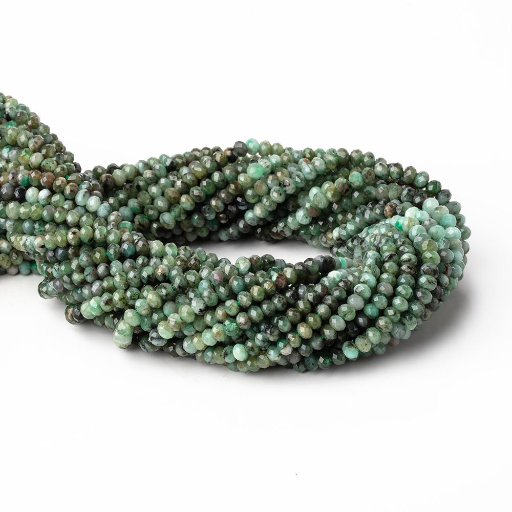 3.8-4mm Brazilian Emerald Micro Faceted Rondelle Beads 13 inch 112 pieces - Beadsofcambay.com
