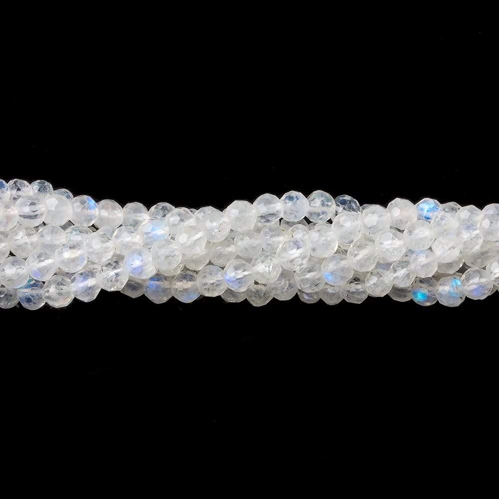 3.8mm Rainbow Moonstone Faceted Round Beads 14 inch 80 pieces - Beadsofcambay.com