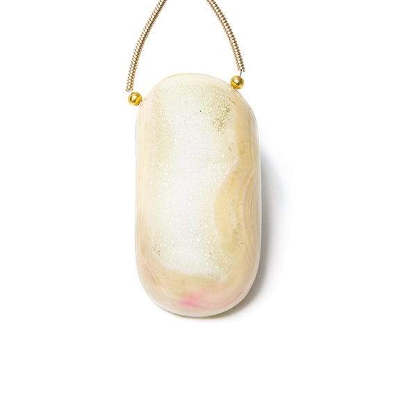 38x20mm Orchid Yellow & Pink Agate Drusy Freeform Focal Bead 1 piece - Beadsofcambay.com
