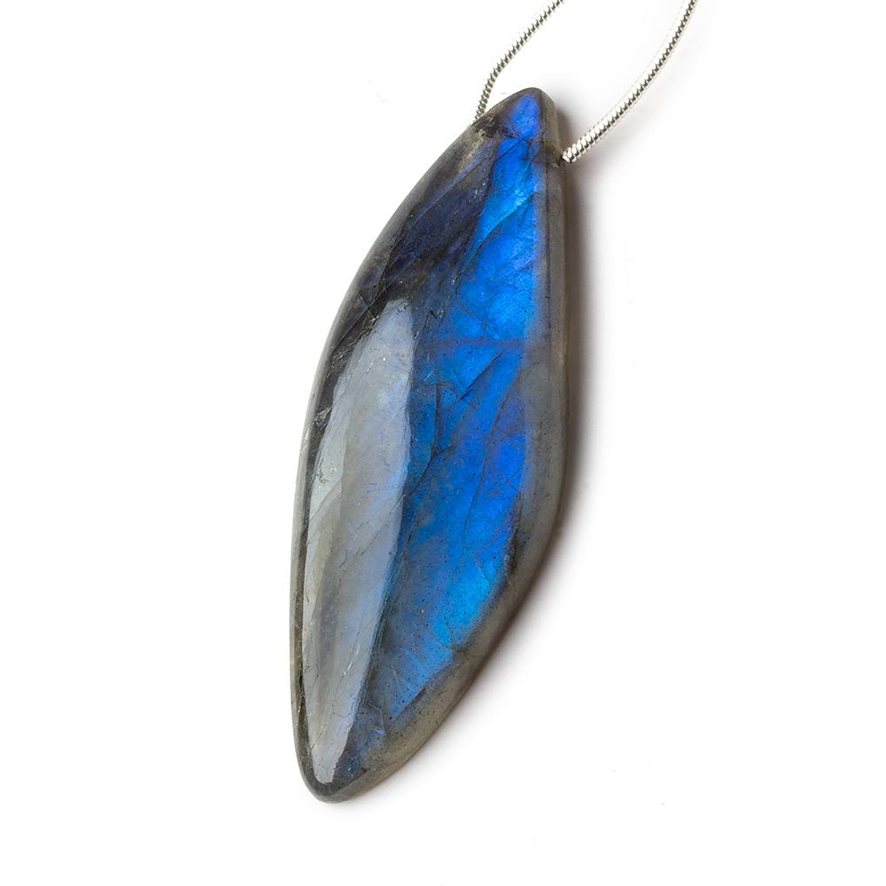 38x22x7mm Neon Blue Labradorite fancy shape focal bead 1 piece - Beadsofcambay.com