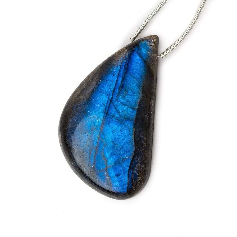 38x22x7mm Neon Blue Labradorite fancy shape focal bead 1 piece - Beadsofcambay.com