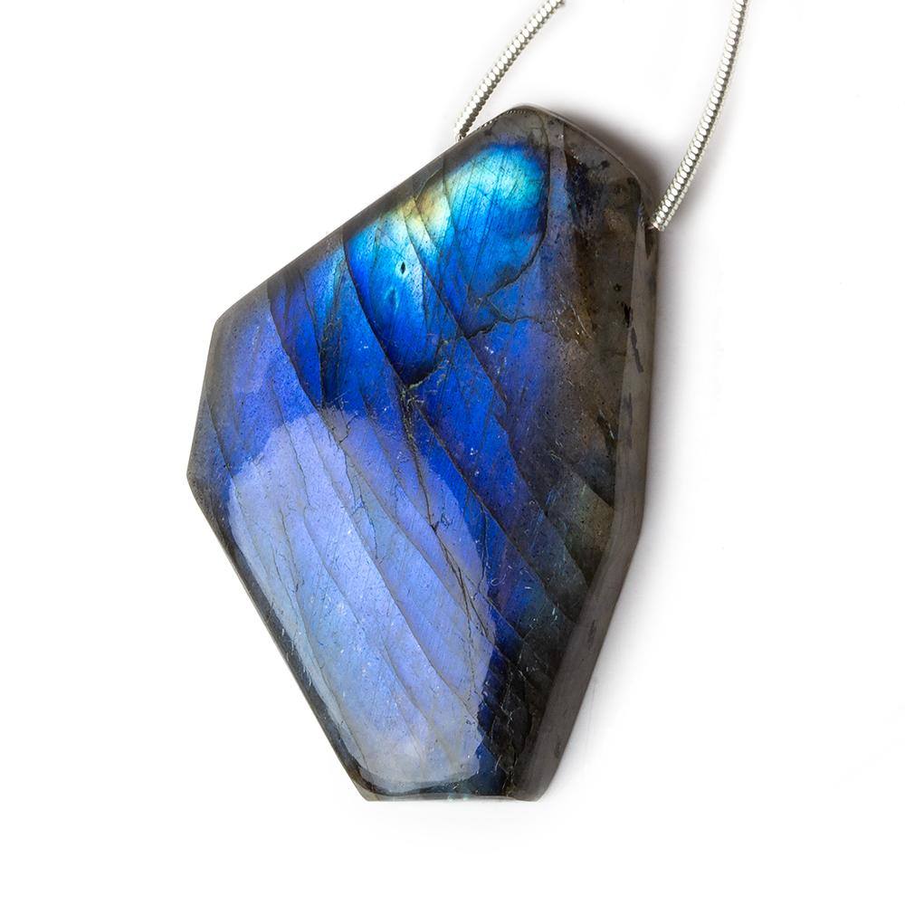 38x22x7mm Neon Blue Labradorite fancy shape focal bead 1 piece - Beadsofcambay.com
