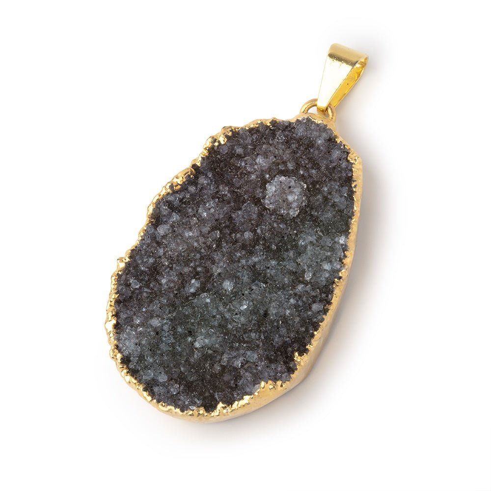 38x26mm Gold Leafed Brownish Gray Drusy Pendant 1 focal piece - Beadsofcambay.com