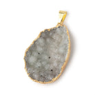 38x26mm Gold Leafed Dove Gray Drusy Pendant 1 focal piece - Beadsofcambay.com