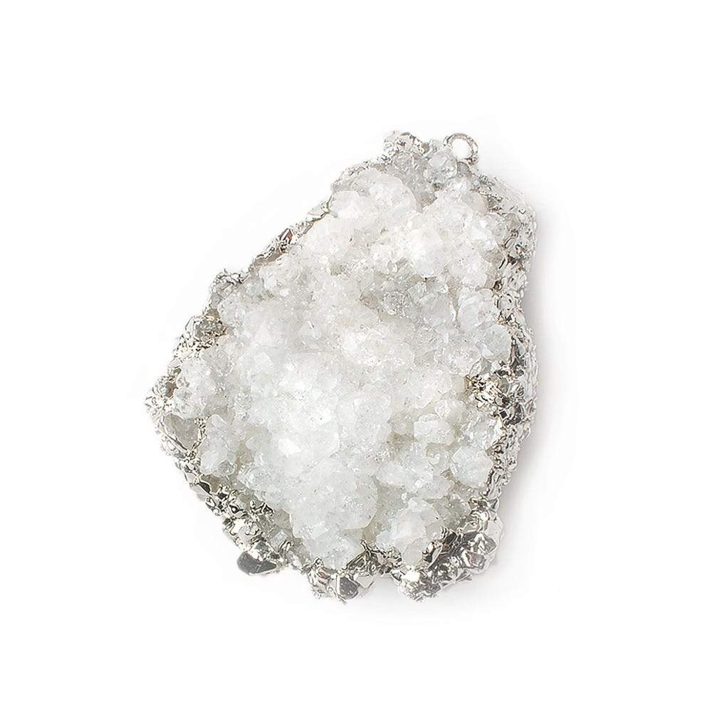 38x28mm Silver Leafed Calcite Mineral Crystal Pendant 1 piece - Beadsofcambay.com