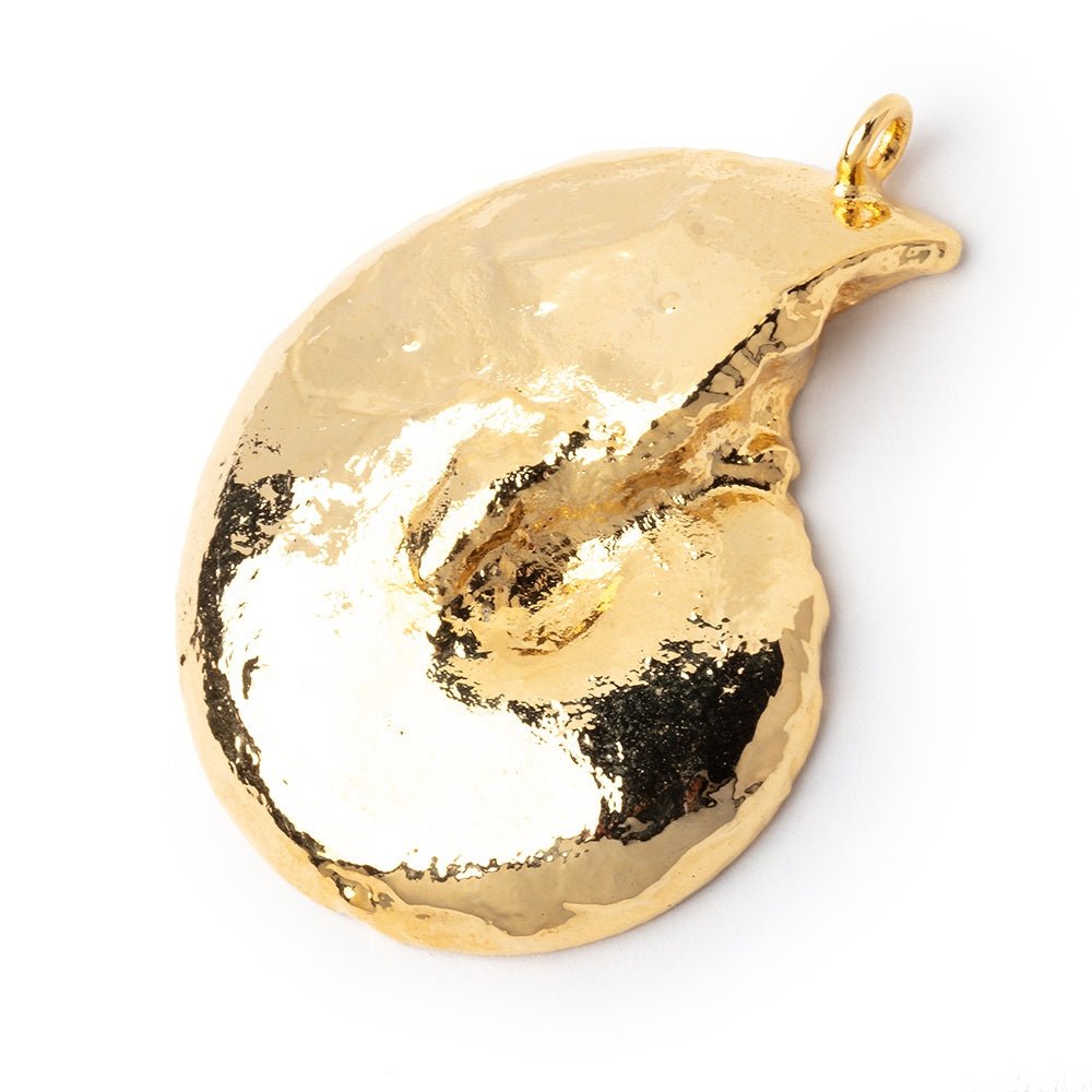 38x31.5mm Gold Leafed Ammonite Fossil Pendant 1 piece - Beadsofcambay.com