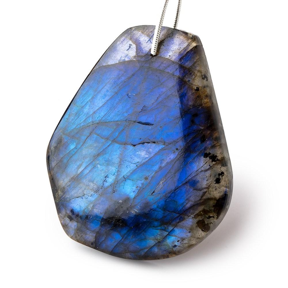 38x36mm Blue Flash Labradorite Plain Fancy Shape Focal Bead 1 piece - Beadsofcambay.com