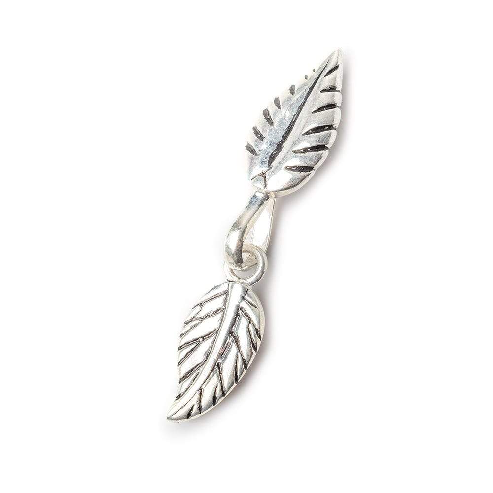 38x9mm Sterling Silver Leaf Hook & Eye Clasp 1 finding - Beadsofcambay.com
