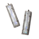 39x10.5mm Black Gold Bezel Cubic Zirconia & Rainbow Moonstone Bar Pendant 1 pc - Beadsofcambay.com