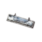 39x10.5mm Black Gold Bezel CZ and Dendritic Opal Bar 2 ring East - West Connector 1 piece - Beadsofcambay.com