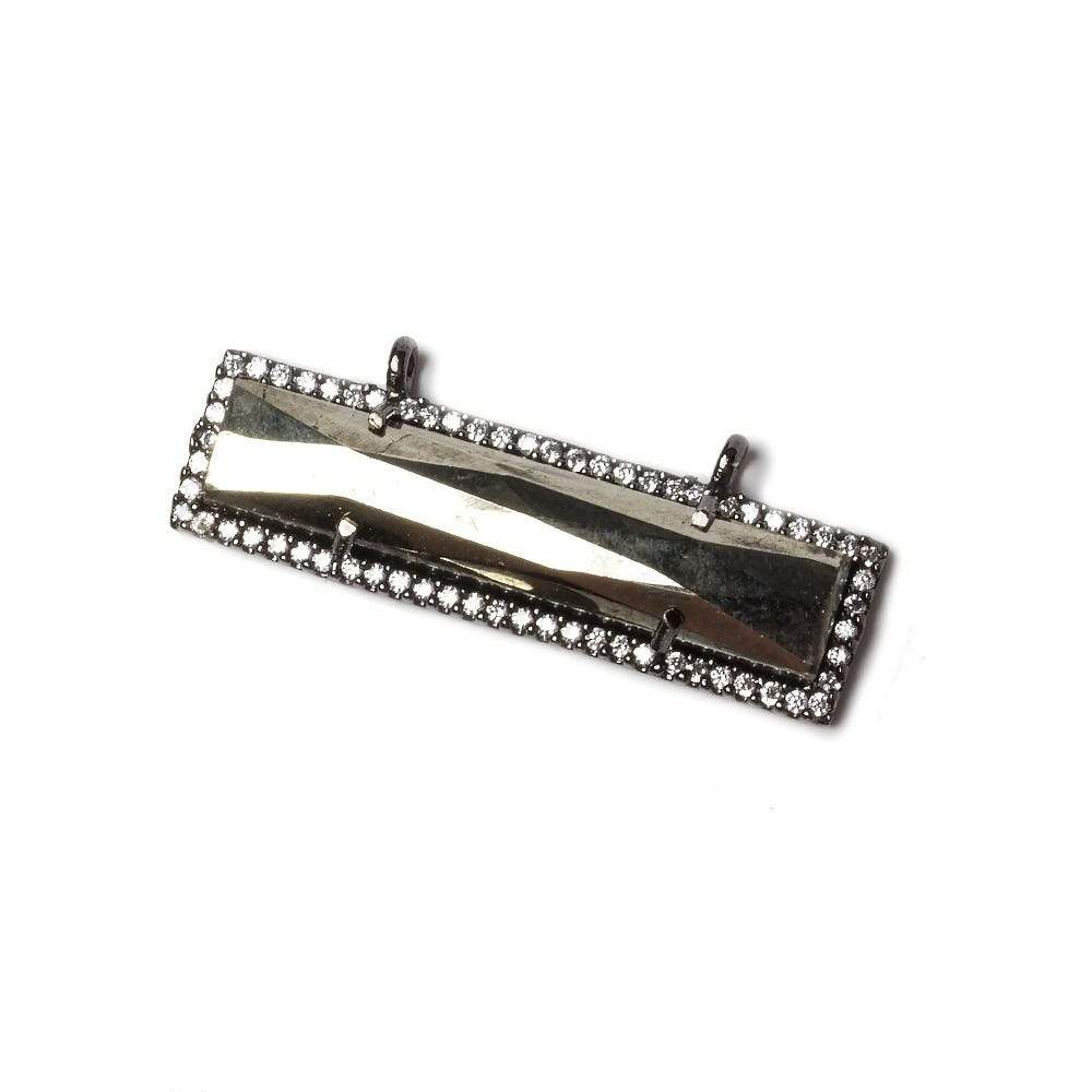 39x10.5mm Black Gold Bezel CZ and Pyrite Bar 2 ring East - West Connector 1 piece - Beadsofcambay.com