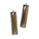 39x10.5mm Black Gold CZ Bezel Smoky Hydro Quartz Bar Pendant 1 piece - Beadsofcambay.com