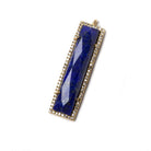39x10.5mm Gold Bezel CZ and Lapis Lazuli Bar 1 ring Pendant 1 piece - Beadsofcambay.com