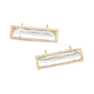 39x10.5mm Gold Bezel CZ & Crystal Quartz Bar 2 Prong East - West Connector 1 piece - Beadsofcambay.com