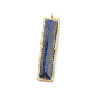 39x10.5mm Gold Bezel CZ & Lapis Lazuli Pavilion Faceted Bar 1 ring Pendant 1 piece - Beadsofcambay.com