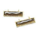 39x10.5mm Vermeil CZ Bezel Smoky Hydro Quartz Bar Connector 1 piece - Beadsofcambay.com