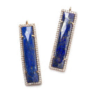 39x10.5mm Rose Gold Bezel CZ & Lapis Lazuli Bar 1 ring Pendant 1 piece - Beadsofcambay.com