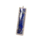 39x10.5mm Rose Gold Bezel CZ & Lapis Lazuli Bar 1 ring Pendant 1 piece - Beadsofcambay.com
