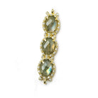 39x10mm Gold Bezel CZ & Labradorite 3 Oval Connector 1 focal bead - Beadsofcambay.com