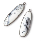 39x13mm Black Gold Bezel Dendritic Opal Plain Oval Pendant 1 piece - Beadsofcambay.com
