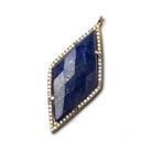 39x18mm Gold Bezeled White CZ and Lapis Lazuli Kite Pendant 1 piece - Beadsofcambay.com