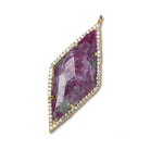 39x18mm Gold Bezeled White CZ and Ruby Zoisite Kite Pendant 1 piece - Beadsofcambay.com