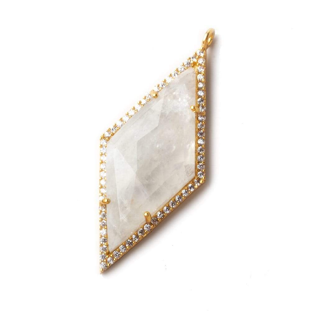 39x18mm Gold CZ Bezel Rainbow Moonstone Kite Pendant 1 piece - Beadsofcambay.com