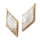 39x18mm Gold CZ Bezel Rainbow Moonstone Kite Pendant 1 piece - Beadsofcambay.com