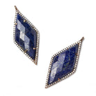 39x18mm Rose Gold Bezeled White CZ and Lapis Lazuli Kite Pendant 1 piece - Beadsofcambay.com