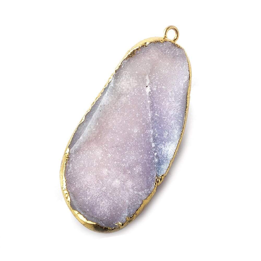 39x19x10mm Gold Leafed Purple Pink Agate Drusy Pendant 1 Focal Bead - Beadsofcambay.com