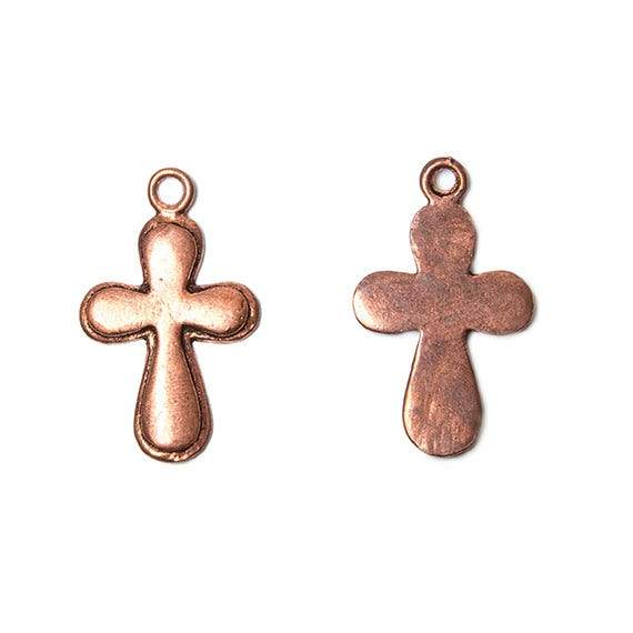 39x25mm Copper Cross with Modern Design Set of 2 - Beadsofcambay.com